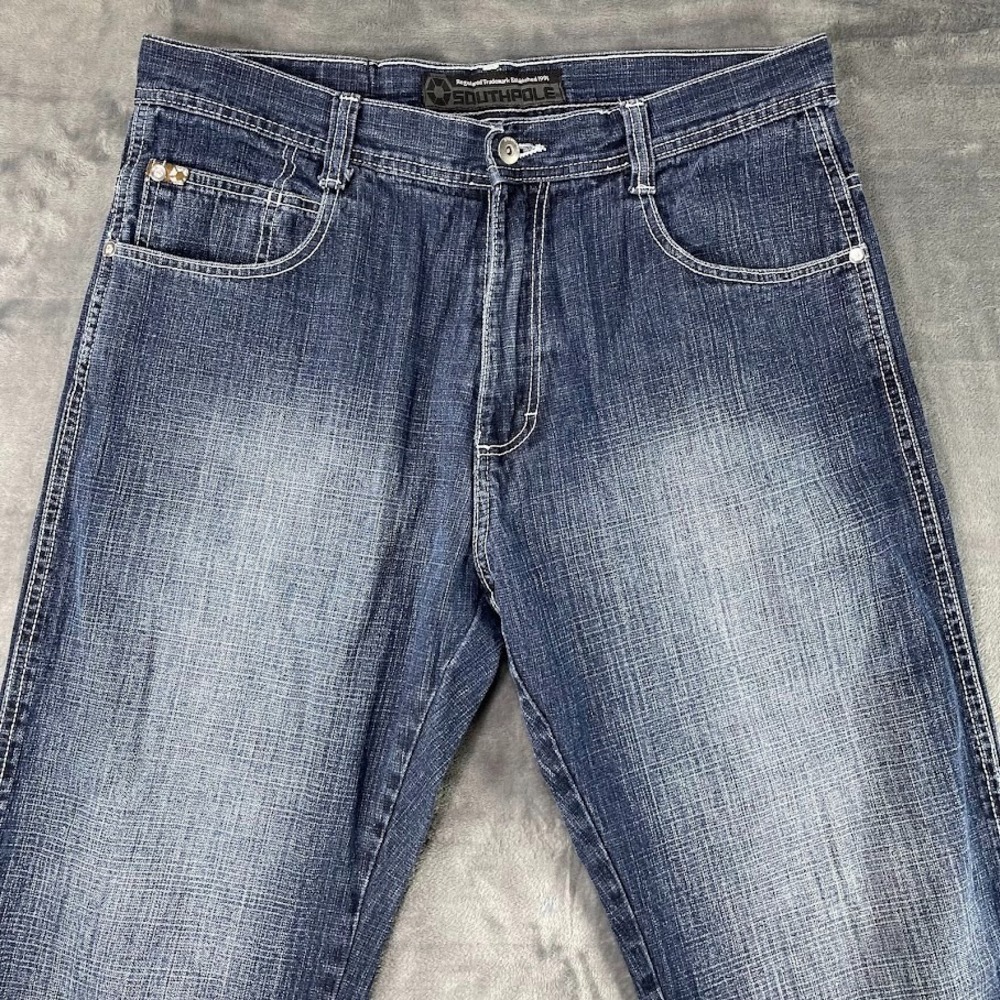 Vintage SouthPole Jeans Men's Size 36x25 Y2K 4180 Relaxed Baggy Wide Leg Blue - Picture 2 of 12